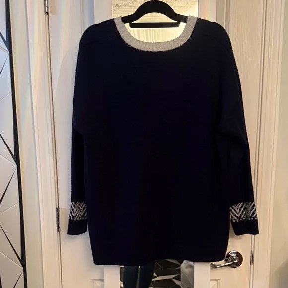 Festive Navy Reindeer Sweater Holiday Christmas - Picture 3 of 3